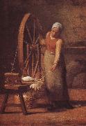 Jean Francois Millet The woman weaving the sweater oil painting artist
